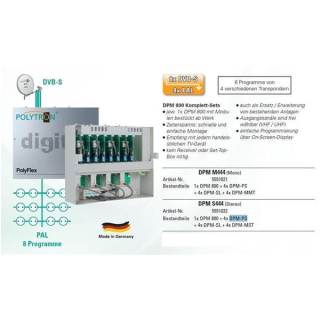 Kopfstation POLYTRON PolyFlex DPM-M444 Mono für 8 Programme (DVB-S Umsetzung QPSK / PAL)