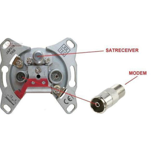 Adapter F-Kupplung auf Koax-Kupplung (Internet Rückkanal Antennendosen Anschluss)