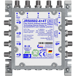 Jultec JRS0502-4+4T (Gen 2) Unicable-Multischalter (2x4 UBs/IDs/Umsetzungen + 4x Legacy - voll receivergespeist - a²CSS2 Technologie)