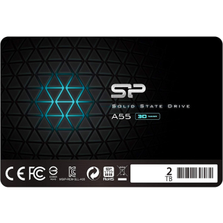 Silicon Power A55 SSD interne Festplatte 2000GB (2TB), 2.5 Zoll, SATA III 3D NAND SLC Cache Performance Boost